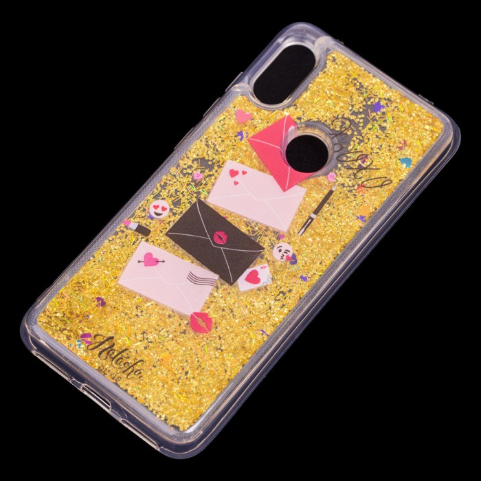 Чохол для Xiaomi Redmi Note 6 Pro Блискучі вода Fashion золотистий "Хохо"