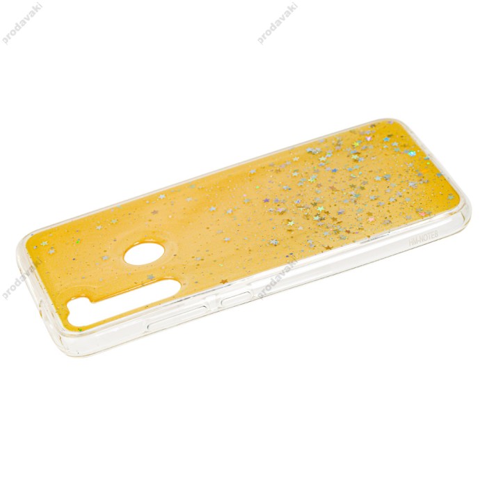 Чохол для Xiaomi Redmi Note 8 Acrylic блискітки + popsocket жовтий