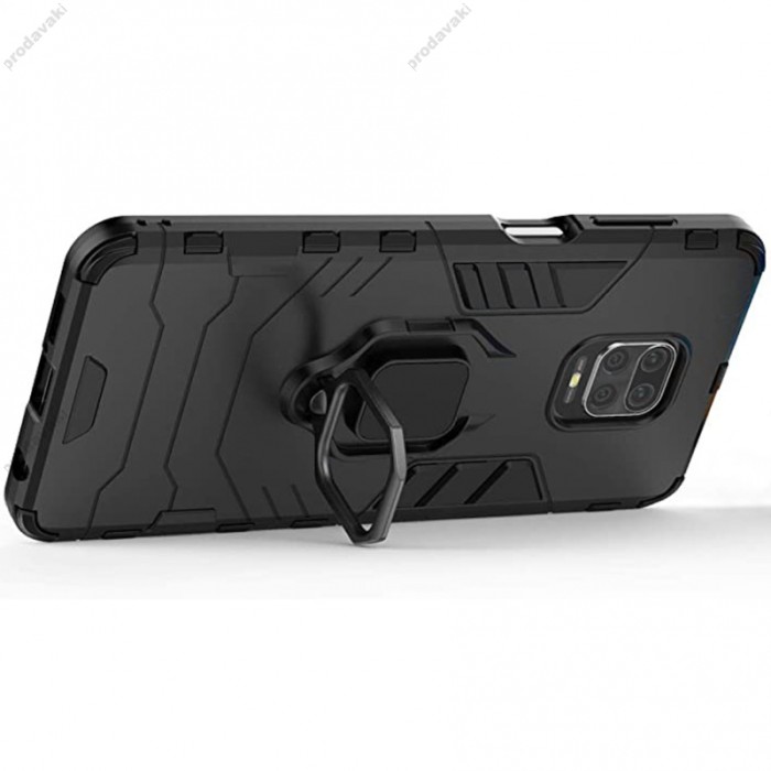 Чохол для Xiaomi Redmi Note 9 Transformer Ring ударостійкий з кільцем чорний