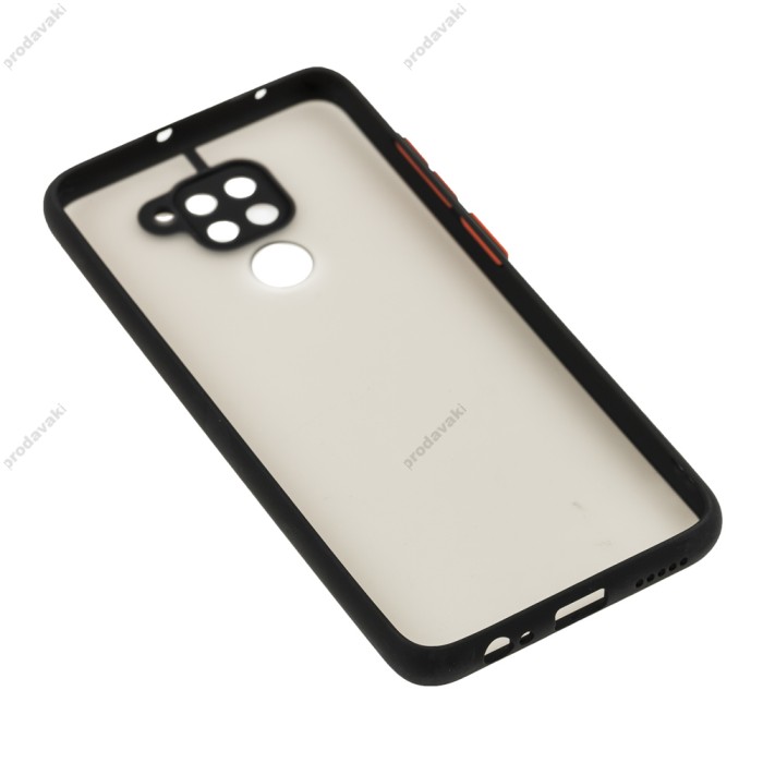 Чохол Xiaomi Redmi Note 9 LikGus Totu camera protect чорний / червоний