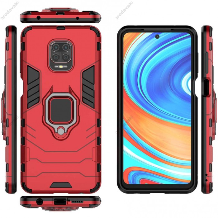 Чохол для Xiaomi Redmi Note 9 Transformer Ring ударостійкий з кільцем червоний
