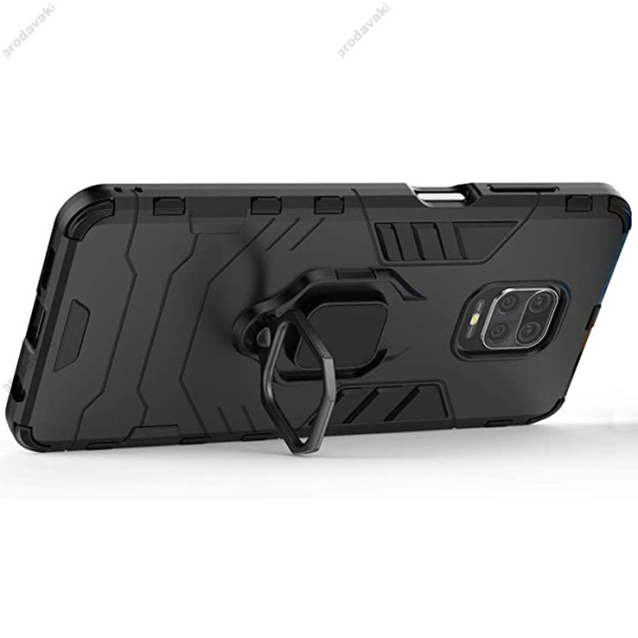 Чохол для Xiaomi Redmi Note 9s/9 Pro Transformer Ring ударостійкий з кільцем чорний