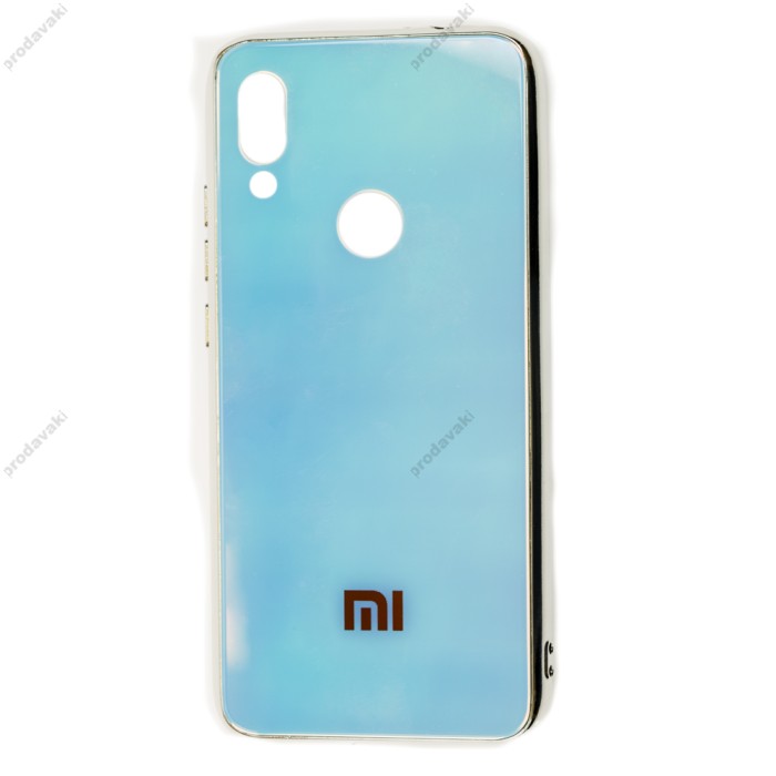 Чохол для Xiaomi Redmi 7 Rainbow glass з лого блакитним