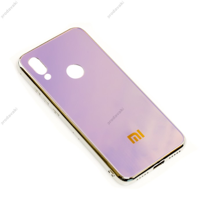 Чохол для Xiaomi Redmi 7 Rainbow glass з лого фіолетовий