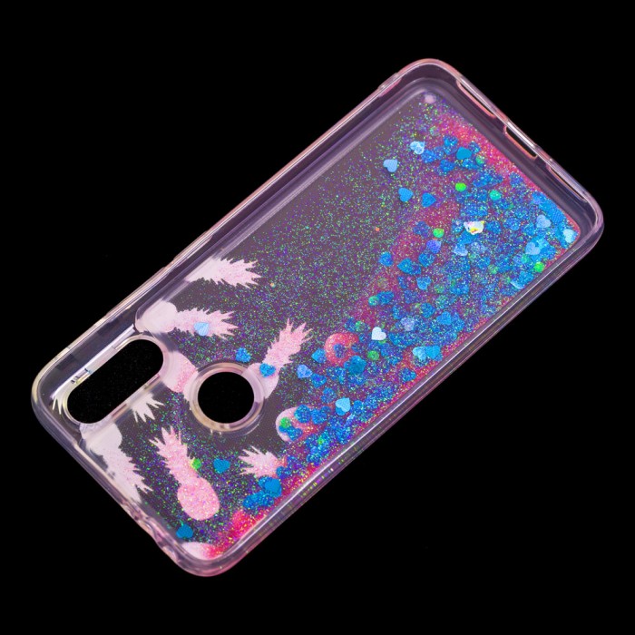 Чохол для Xiaomi Redmi 7 Блискучі вода рожево-синій "ананаси"