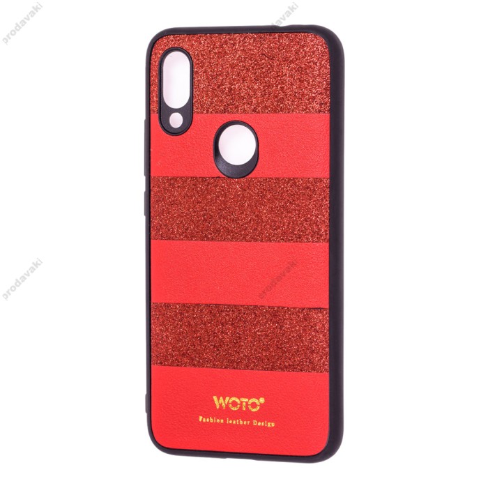 Чохол для Xiaomi Redmi 7 woto з блискітками червоний
