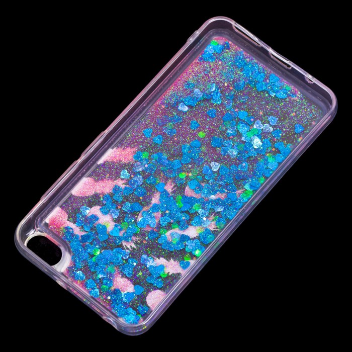 Чохол для Xiaomi Redmi Go Блискучі вода рожево-синій "ананаси"