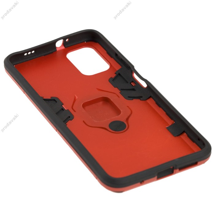 Чохол для Xiaomi Poco M3 / Redmi 9T Transformer Ring удароміцний з кільцем червоний