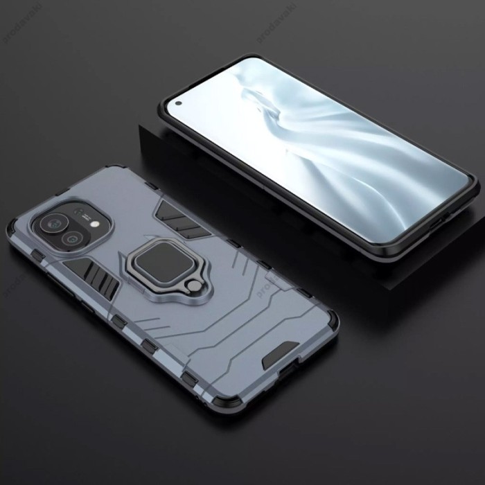 Чохол для Xiaomi Mi 11 Lite Transformer Ring ударостійкий з кільцем сірий