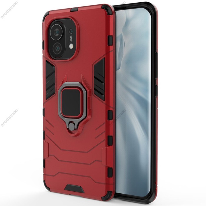 Чохол для Xiaomi Mi 11 Lite Transformer Ring ударостійкий з кільцем червоний