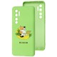 Чохол для Xiaomi Mi Note 10 Lite Wave Fancy freelance cat / mint gum