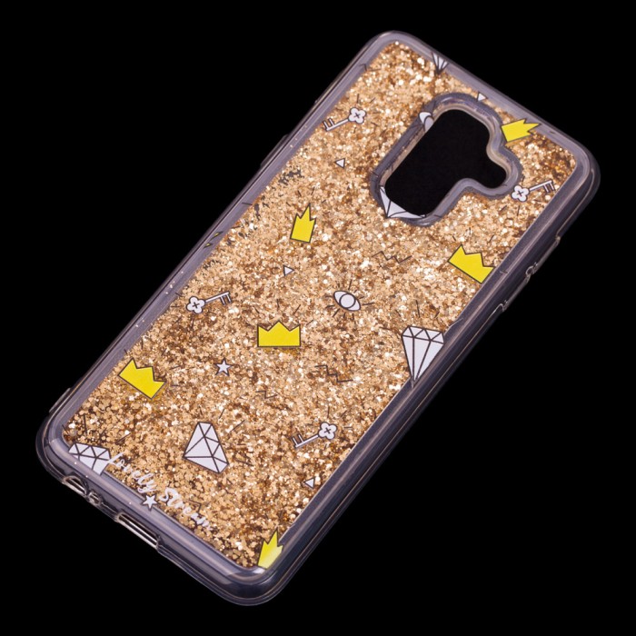 Чохол для Samsung Galaxy A6+ 2018 (A605) Блискучі вода золото "корона і діамант"