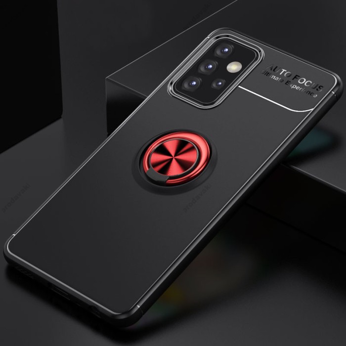 Чохол для Samsung Galaxy A72 Deen ColorRing з кільцем чорний/червоний