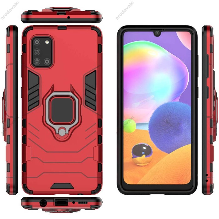 Чохол Samsung Galaxy A31 (A315) Transformer Ring удароміцний з кільцем червоний