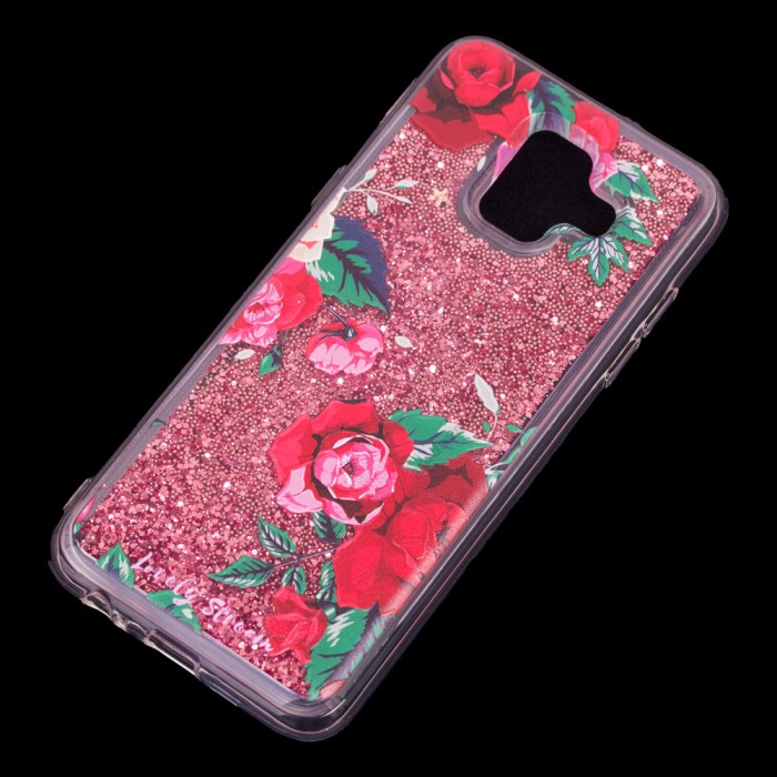 Чохол для Samsung Galaxy A6 2018 (A600) Блиск вода червоний "червоні троянди"