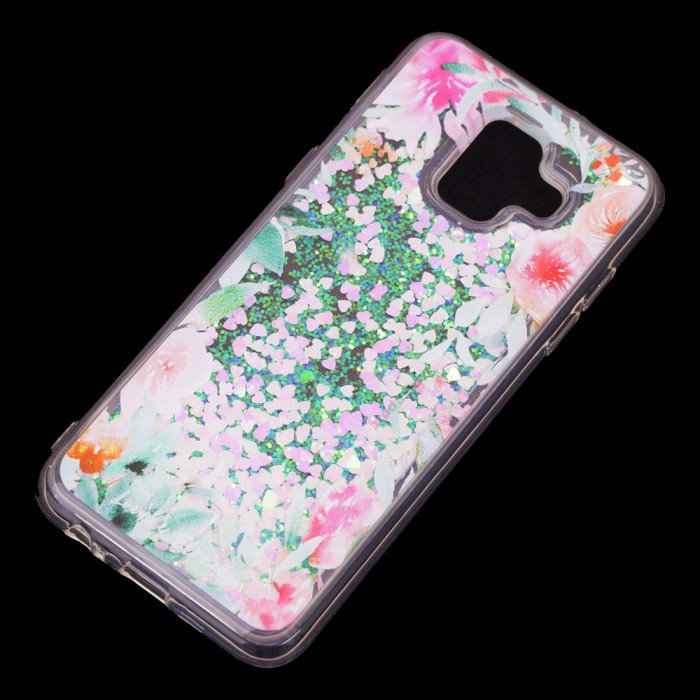 Чохол для Samsung Galaxy A6 2018 (A600) Блискучі вода світло-рожевий "квітучі куточки"