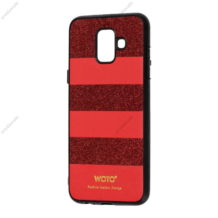 Чохол для Samsung Galaxy A6 2018 (A600) woto з блискітками червоний