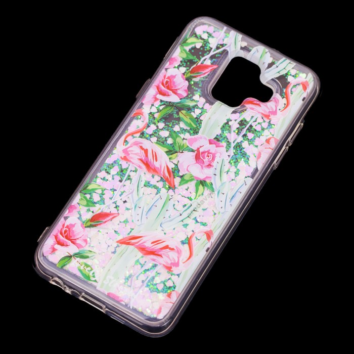 Чохол для Samsung Galaxy A6 2018 (A600) вода світло-рожевий "фламінго та кактуси"