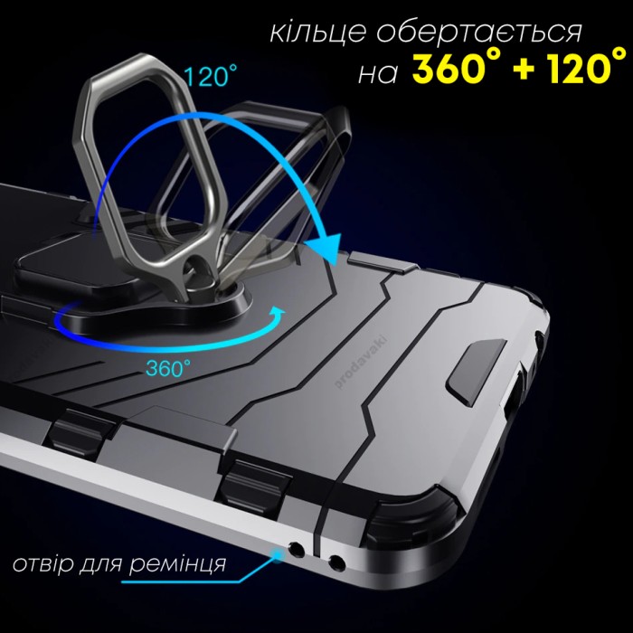 Чохол Samsung Galaxy A22 (A225) Transformer Ring удароміцний з кільцем чорний