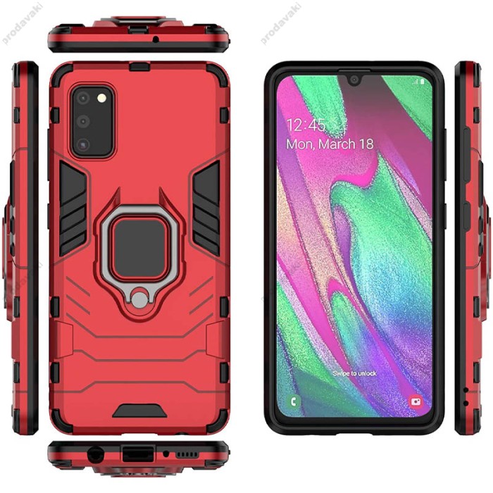 Чохол Samsung Galaxy A41 (A415) Transformer Ring удароміцний з кільцем червоний