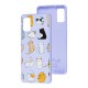 Чохол для Samsung Galaxy A41 (A415) Wave Fancy funny cats / light purple