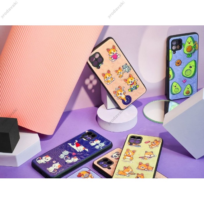 Чехол для Samsung Galaxy A03s (A037) Wave Majesty playful corgi / light pink