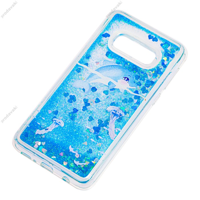 Чохол для Samsung Galaxy S10e (G970) Блискучі вода "дельфін синій"