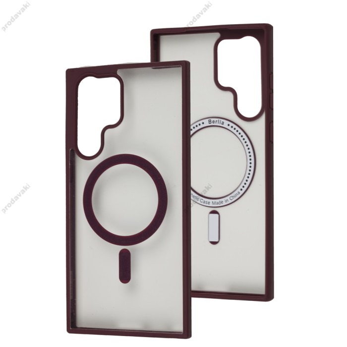 Чохол Samsung Galaxy S22 Ultra Berlia Color MagSafe burgundy