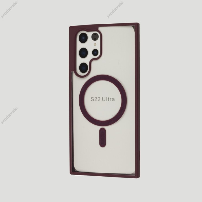 Чохол Samsung Galaxy S22 Ultra Berlia Color MagSafe burgundy