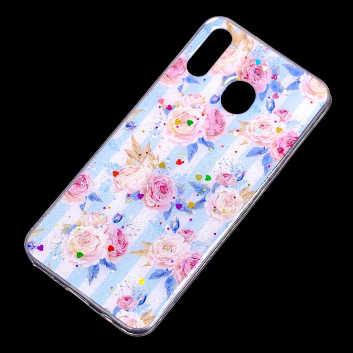Чохол для Samsung Galaxy M20 (M205) Flowers Confetti "рожеві троянди"