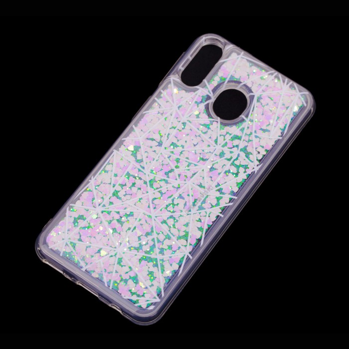 Чохол для Samsung Galaxy M20 (M205) Блискучі вода світло-рожевий "геометрія"