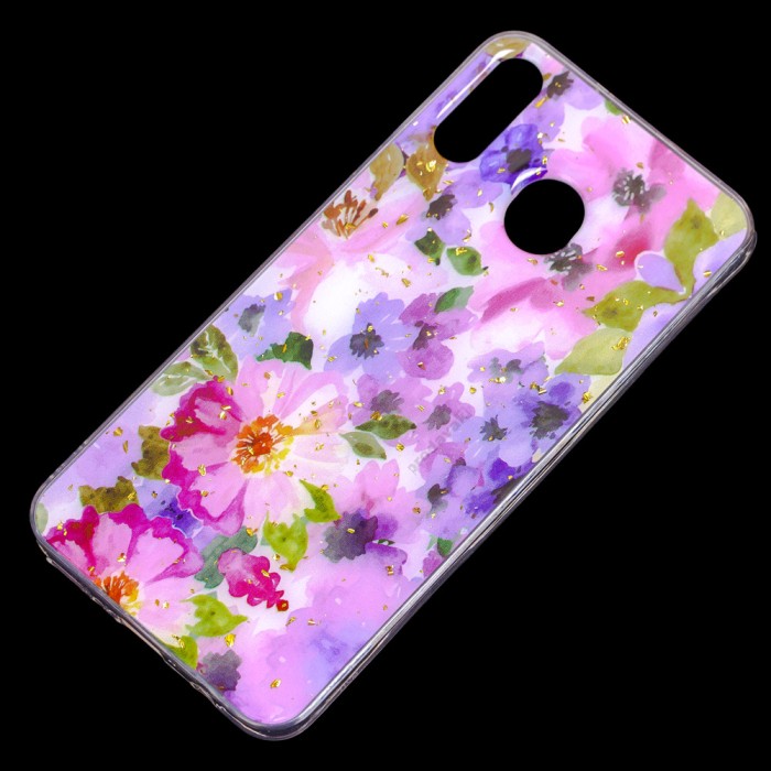 Чохол для Samsung Galaxy M20 (M205) Flowers Confetti "рожево-фіолетові квіти"