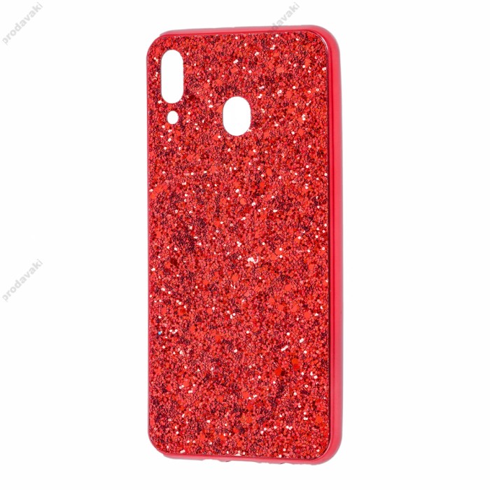 Чохол для Samsung Galaxy M20 (M205) Shining sparkles з блискітками червоний