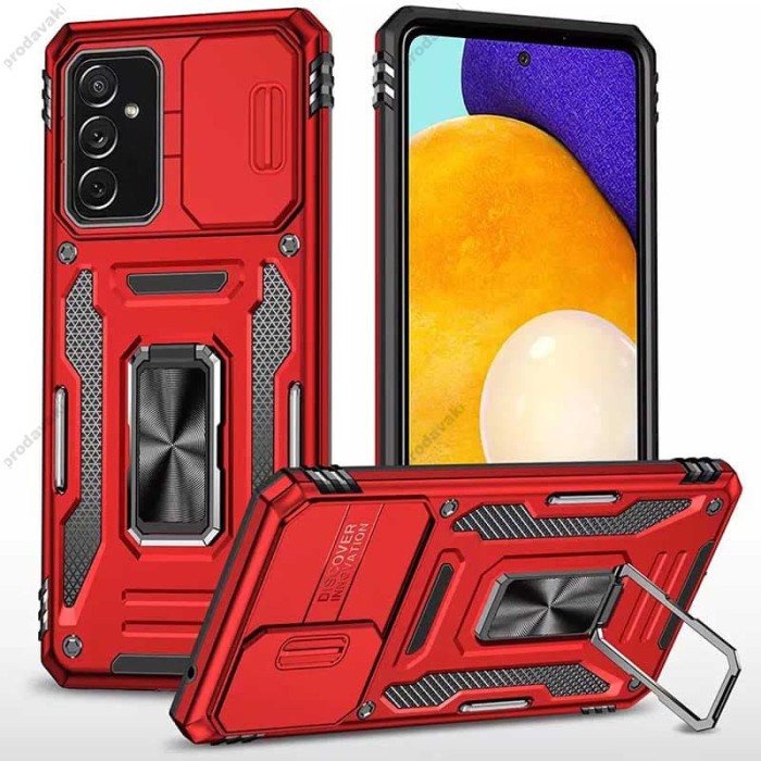 Чохол Samsung Galaxy A14 Camshield Army Ring червоний