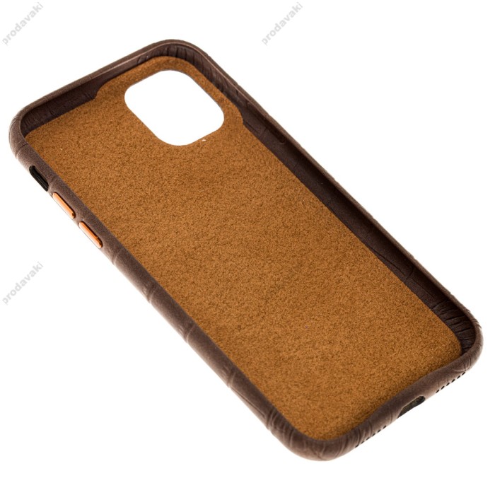 Чохол для iPhone 11 Leather croco full brown