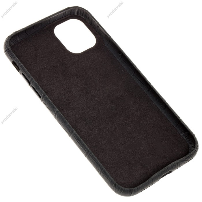 Чохол для iPhone 11 Leather croco full black