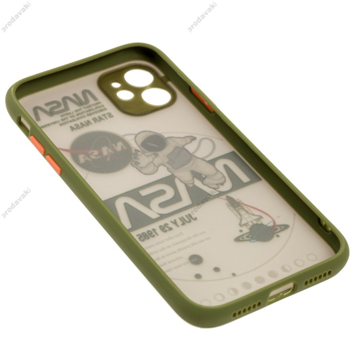 Чохол для iPhone 11 Picture shadow matte space nasa / army green