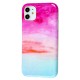 Чохол для iPhone 11 Design Mramor Glossy рожево-блакитний