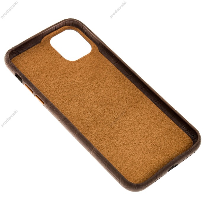 Чохол для iPhone 11 Pro Max Leather croco full brown