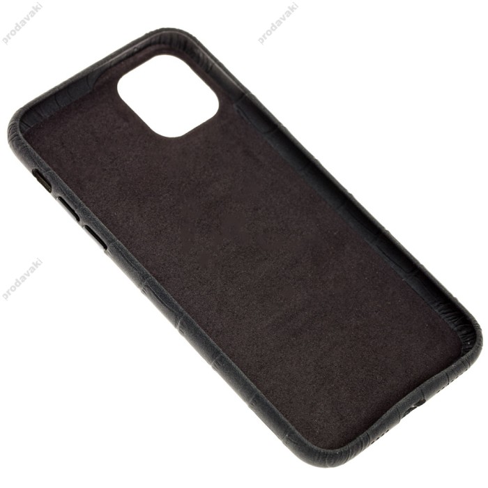 Чохол для iPhone 11 Pro Max Leather croco full black