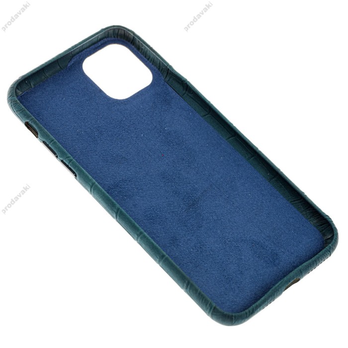 Чохол для iPhone 11 Pro Max Leather croco full зелений