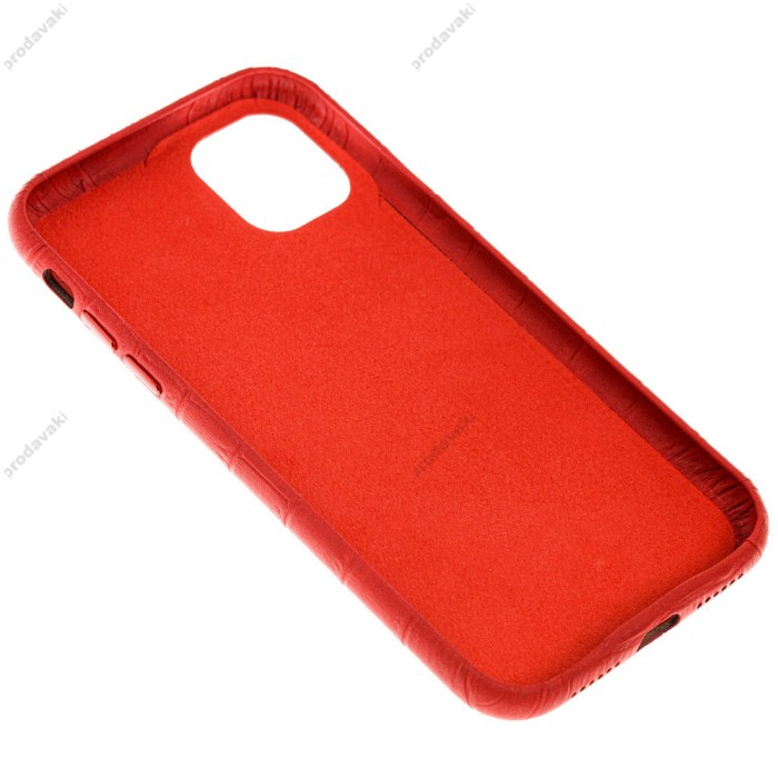 Чохол для iPhone 11 Pro Max Leather croco full red