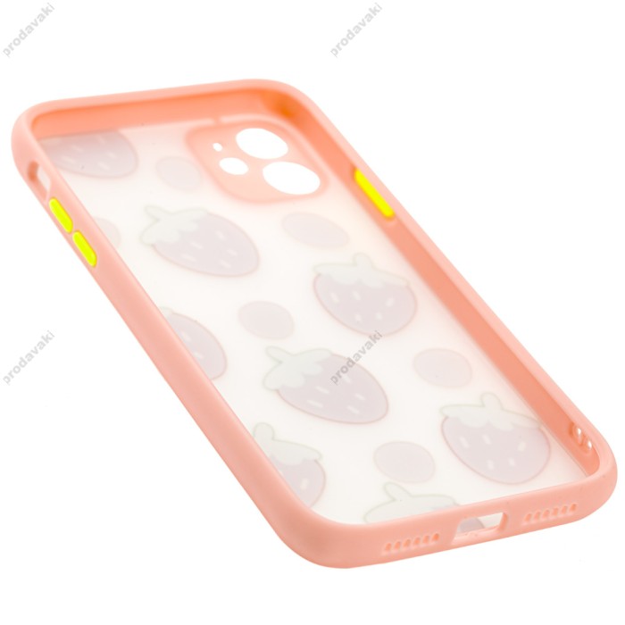 Чохол для iPhone 11 Picture shadow matte розовий полуниця