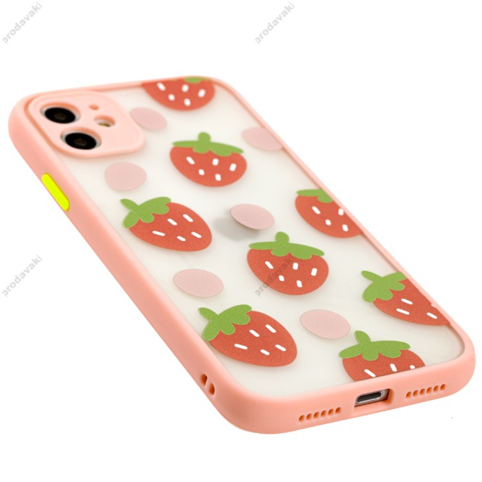 Чохол для iPhone 11 Picture shadow matte розовий полуниця