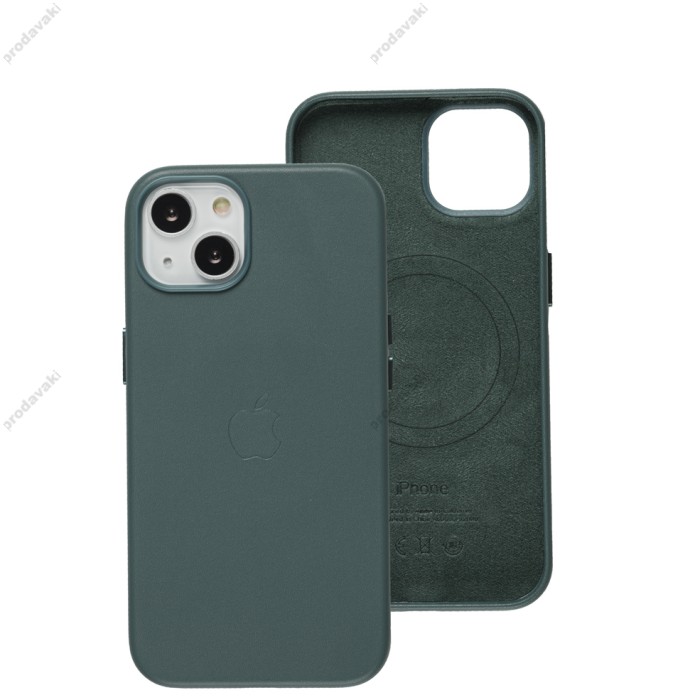 Чохол для iPhone 13 Leather classic Full MagSafe pine green