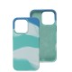 Чохол для iPhone 13 Pro Aquarelle full бірюзово-білий
