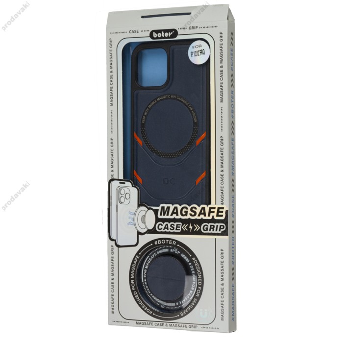 Чохол для iPhone 13 Pro MagSafe eco-leather + MagSafe popSocket grape