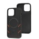 Чохол для iPhone 13 Pro Max MagSafe eco-leather + MagSafe popSocket black