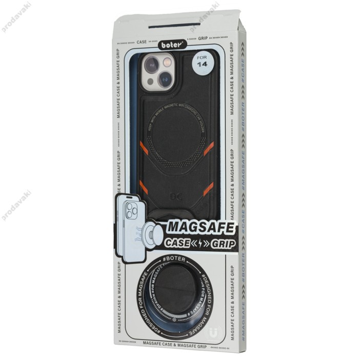 Чохол для iPhone 13 MagSafe eco-leather + MagSafe popSocket black