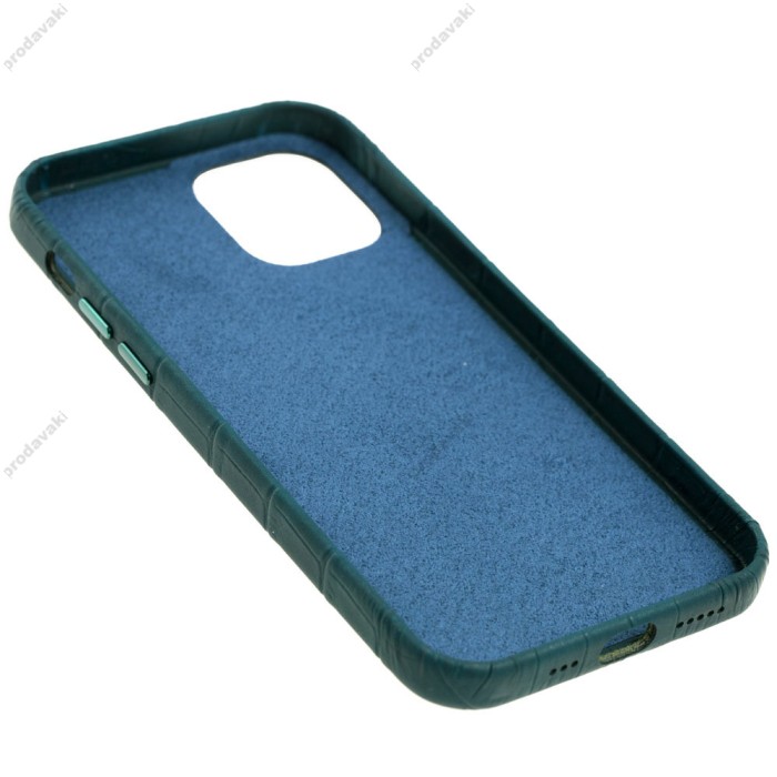 Чохол для iPhone 12 / 12 Pro Leather croco full green
